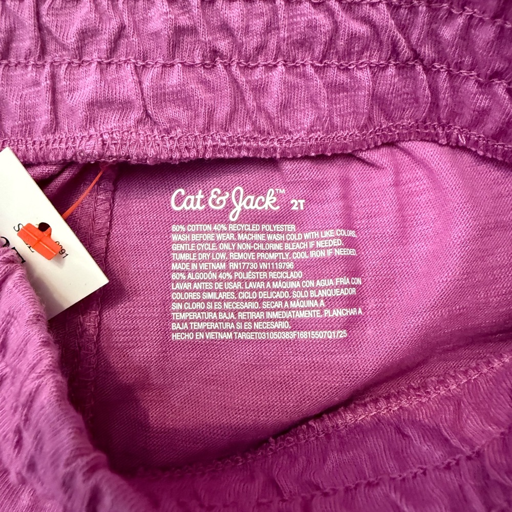 Cat & Jack Girls 2T 2-Piece Outfit Set Purple Graphic Tee & Ruffle Shorts NWT - Picture 3 of 7